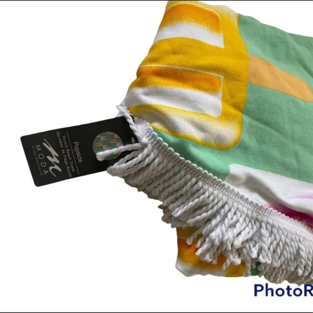 MODA Fringe Seafoam Round‎ Beach Towel Popsicle NWT 55